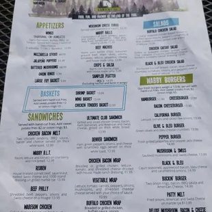 a menu for a restaurant