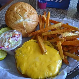 Cheeseburger and fries