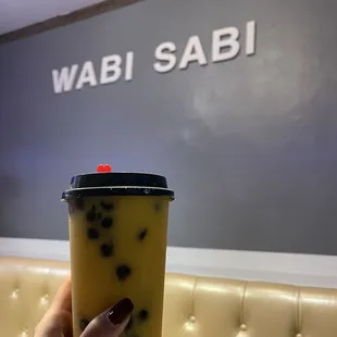 Mango smoothie with boba