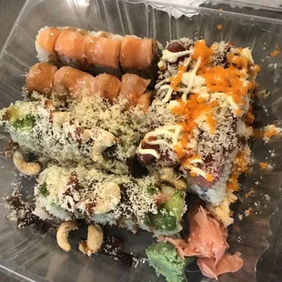 Honey salmon, swipe right, playboy roll