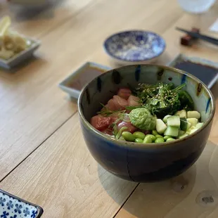 a bowl of food on a table