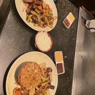 Hibachi Scallop Lunch and Teriyaki Steak and Shrimp Lunch Combo