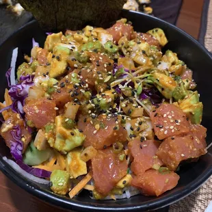 Wabi sabi poke bowl. Great flavor and combination of sushi, vegetables and rice.