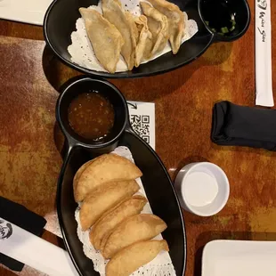 Crab Rangoon. Gyoza.