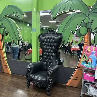 Birthday throne in private party room