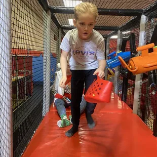 This is where you can load up some hollow plastic balls and ready, aim FIRE on your sister down below.