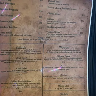 Menu as of 4/26/23