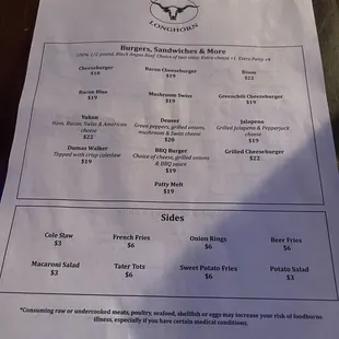 menu as of 1/2/23