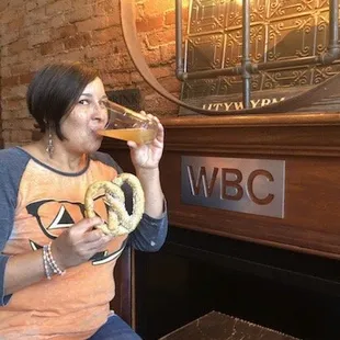 Pumpkin beer and spent grain pretzel