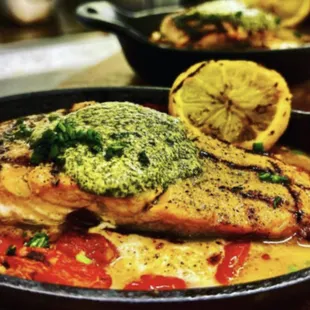 Grilled Salmon + Ripe Vine Tomatoes + Burrata