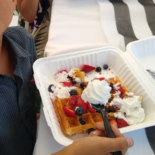 Red, White, and Blueberries waffle.