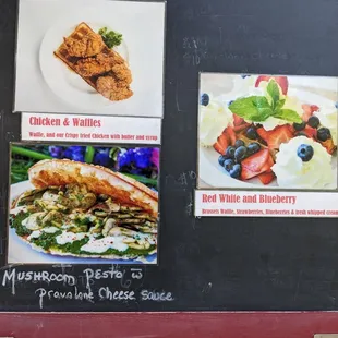 a menu on a blackboard