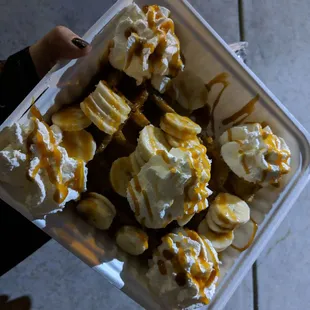 Bananas foster waffle