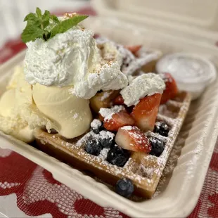Berries and Cream Waffles = YUM
