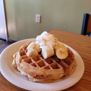 Banana pecan waffle