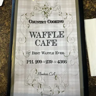 Front Page of Menu (updated August 2023)