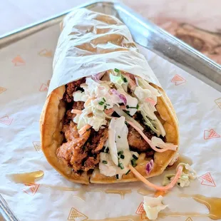 Hot chicken waffle sandwich