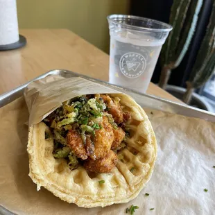 Chicken &amp; Waffles Sandwich.  7/23/22. Not as good this time