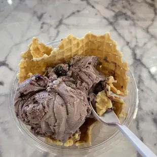 Raspberry Haze in a waffle cone bowl... will be getting this again!