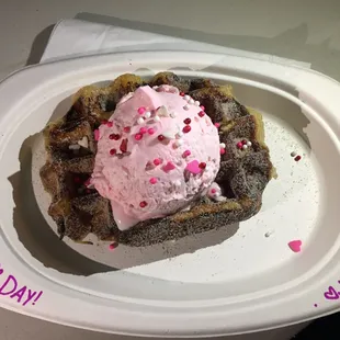 Valentines special cinnamon with pink  whip cream