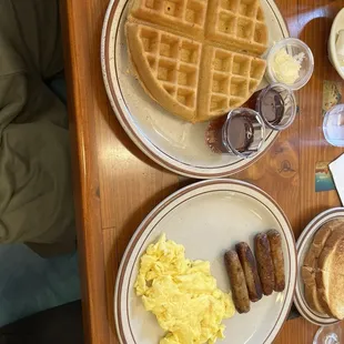 Belgium waffle and eggs