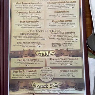 Breakfast menu