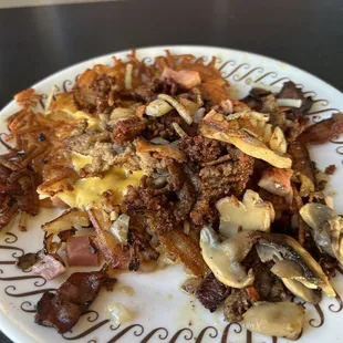 Hashbrowns with added toppings