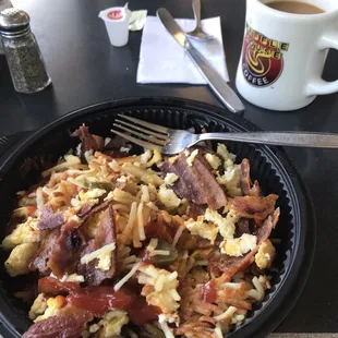 Bacon and egg hash-brown bowl