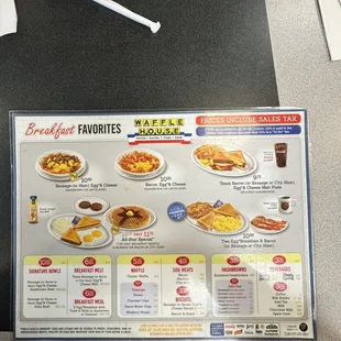 Breakfast menu.