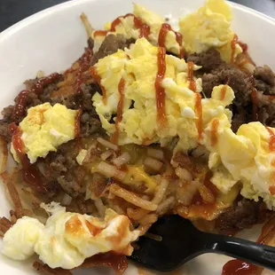 Sausage hash brown bowl. Yummmm.
