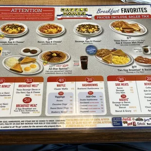 The front side of the menu.