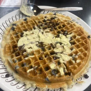 Blue berry and chocolate waffle