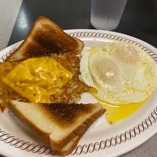 Hash browns and eggs