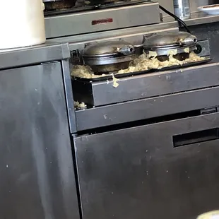 Disgusting waffle station.