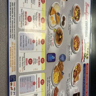 Breakfast menu