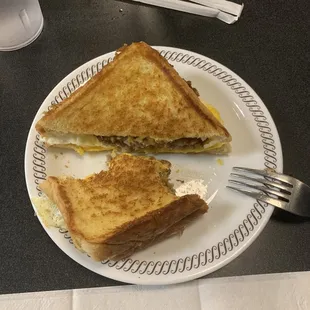 Texas sausage, egg + cheese melt