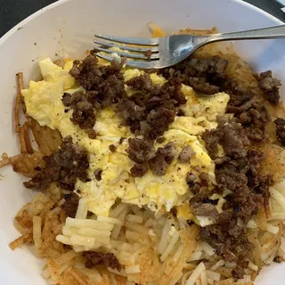 Sausage Egg & Cheese Hashbrown Bowl