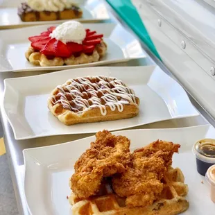 Assorted Waffles at Waffle Love