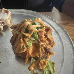 Chicken  taco pizza waffle