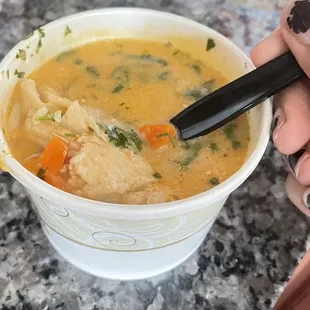 Chicken tortilla Soup provided with the Mushroom Swiss Burger. Soooo flavorful and hearty pieces of chicken
