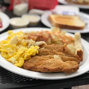 Chicken steak and egg
