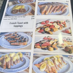 menu, pancakes