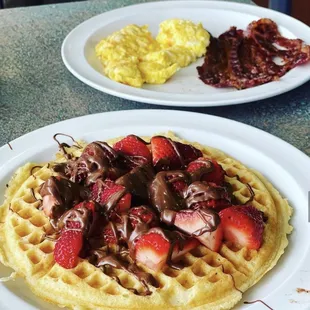 Waffle with Meat Two Eggs