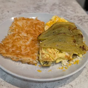 Ortega waffle with hash browns.