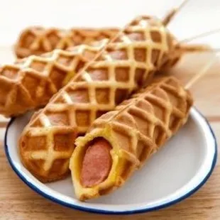 Corn dog waffles