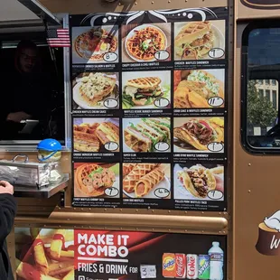 Savory waffle menu.