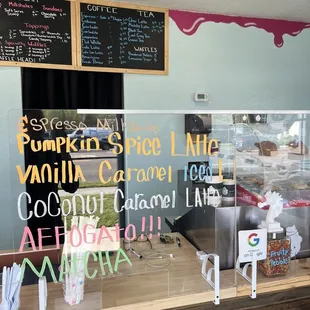 Lots of coffees and different ways to enjoy your ice cream