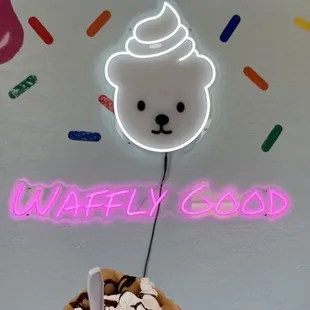 Salted caramel bubble waffle