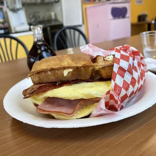Breakfast waffle.