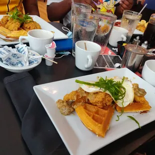 waffles and waffles on a white plate